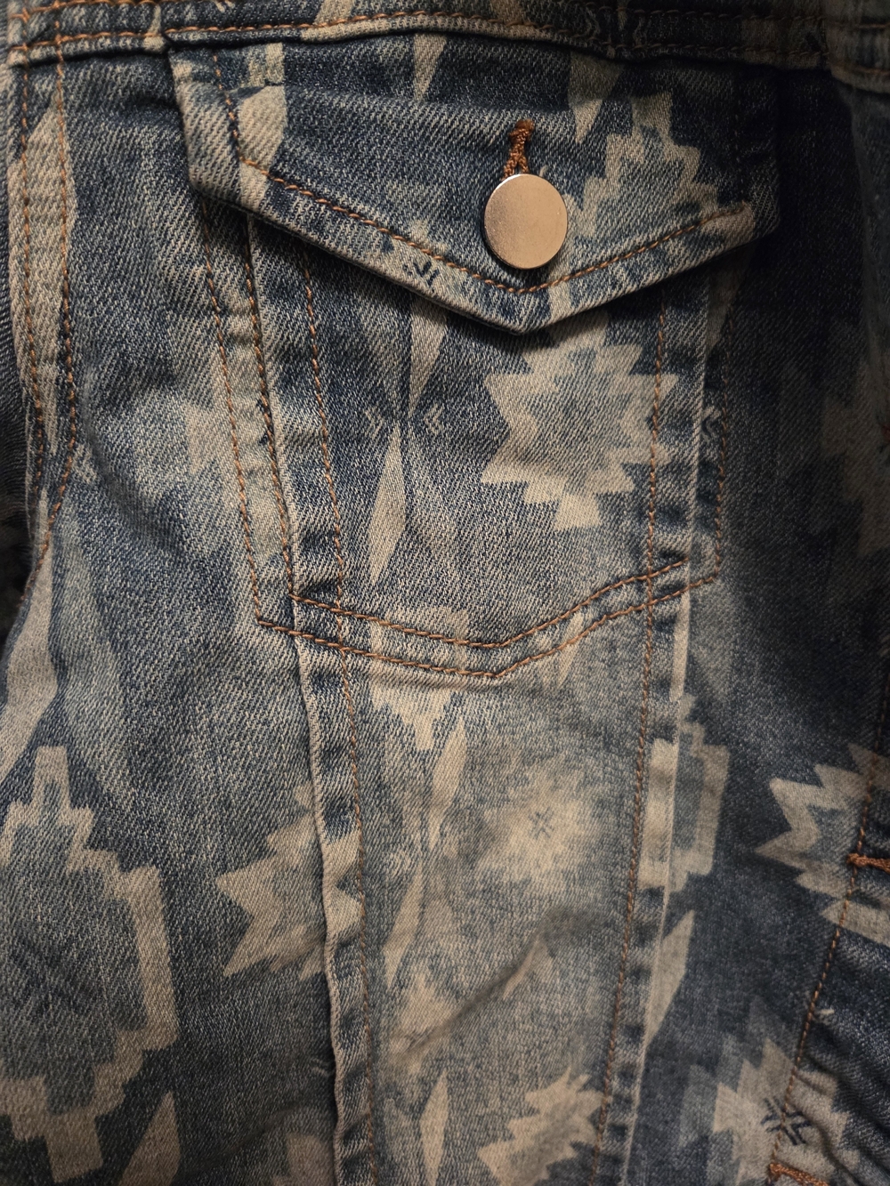 Aztec Print Blue Denim Jacket - Picture 3 of 4